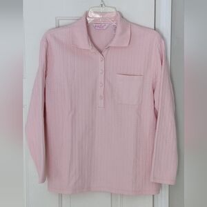 Together Classics Pink Vintage Polo Textured Rugby Casual Shirt. Sz Med Petite.